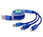 Preview: 3in1 USB-Ladekabel einziehbar 3-in-1-Ladekabel für Ihr Smartphone (iOS/Android)