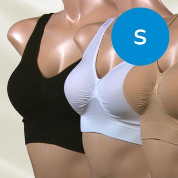 Ahh Bra 3er Set - Größe S - Schwarz, Weiß, Hautfarben Damen BH bei 30° Waschbar