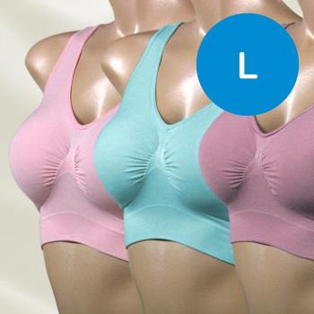 Ahh Bra 3er Set - Größe: L - Rosa, Türkis, Flieder Damen BH bei 30° Waschbar