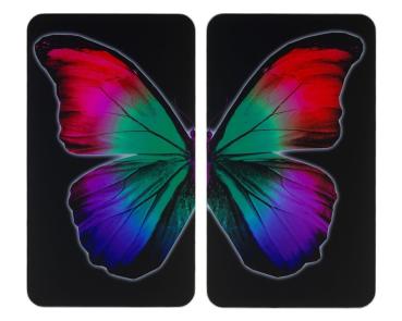 Wenko Glasabdeckplatte Universal Butterfly by Night 2er Set, für alle Herdarten
