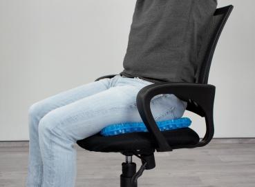 Gel Strukturkissen, blau mit schwarzem Bezug