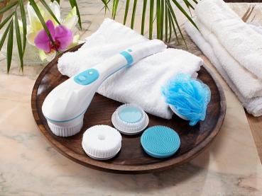 Akku-Körperbürste 5tlg.  Elektrisch Wellness-Bürste Peeling Massage Wasserfest