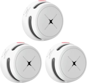 Rauchmelder 3er Set, AEGISLINK 10-Jahres Batterie Mini Feuermelder S500 in Weiß