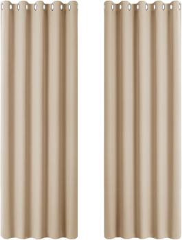 Verdunklungsvorhänge Ösenvorhang 2er Set 228 x 167 cm Beige Gardinen Wohnzimmer