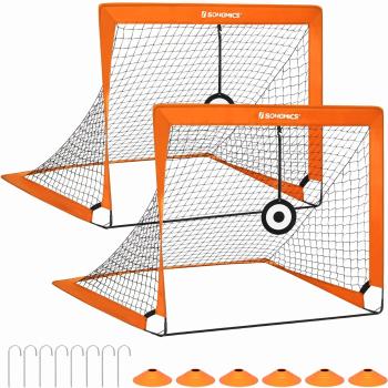Fußballtor für Kinder, 2er Set, tragbar und faltbar, Garten, Park, Strand Orange