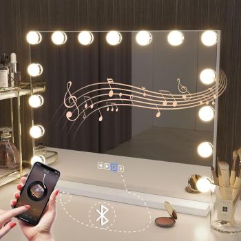 Bluetooth Hollywood Schminkspiegel mit 15 Lichter Touchscreen Badezimmer Spiegel