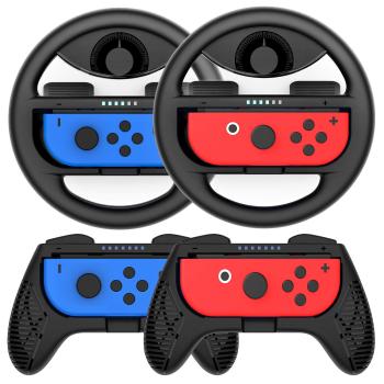 COODIO Switch Lenkrad und Griff, Switch Rennlenkrad, Joy-Con Griff Hülle Schwarz