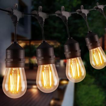 S14 LED Lichterkette für den Außenbereich, 19m mit 30 LED Lampen  2700K Warmweiß