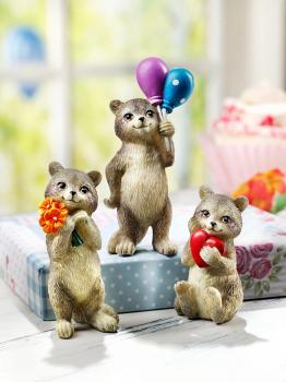Geschenk-Figuren "Waschbären" 3er-Set
