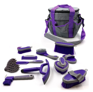 Pferde-Pflegeset Equi-Neat Grooming-Set 12tlg. lila/grau