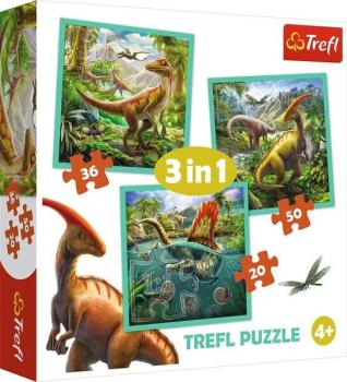 3 in 1 Puzzle - Dinosaurier (Kinderpuzzle) Kinder Puzzle 50 teilig Spielzeug