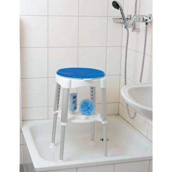 Drehbarer Duschstuhl in Blau Duschhocker Dusch- & Badehocker mit Ablage Sitz