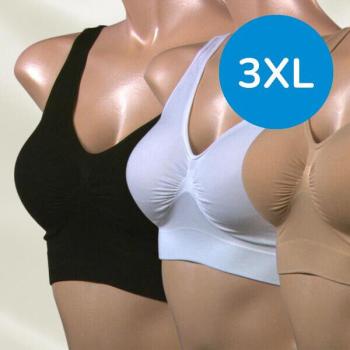 Ahh Bra 3er Set - Größe XXXL Schwarz, Weiß, Hautfarben Damen BH bei 30° Waschbar