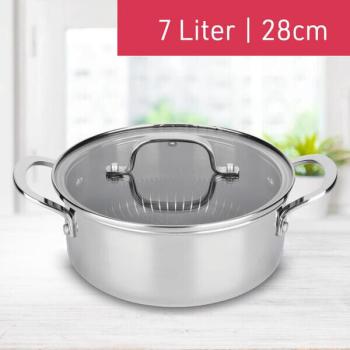 Livington Titan Pot Kochtopf 28 cm / 7L Antihaftbeschichtung Edelstahl Silber