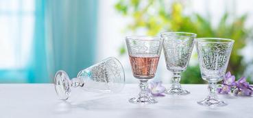 Weinkelch Vintage, 4er Set Gläser Trinkgläßer Weinglas aus Glas
