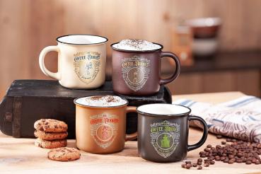 Tassen "Coffee Addict" 4er-Set aus Porzellan Kaffeetassen Tasse Becher Teetassen