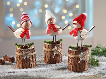 Dekofiguren "Vogeltreff" 3er-Set Advent Deko Weihnachtsdeko Wohnungsdekoration