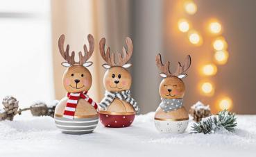 Dekofiguren Rentierfamilie "Waldi" 3er-Set Weihnachten Advent Weihnachtsdeko