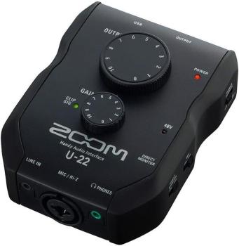 ZOOM U22 Handy Audio Interface MIDI Zuschaltbar Phantomspeisung in Schwarz