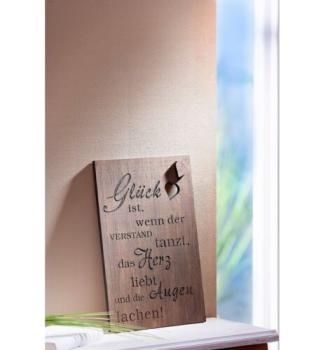 Holzbild "Glück" mit Sinnspruch Dekobild Dekoration Bild Figur Wandbild aus Holz