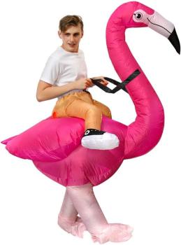Aufblasbares Kostüm Flamingo Ausgefallenes Fasching Auflbaskostüm für Erwachsene