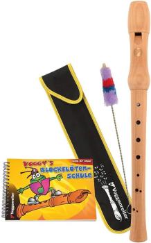Voggy´s Holzblockflöten-Set Blockflöte Stofftasche Blockflötenschule C-Sopran