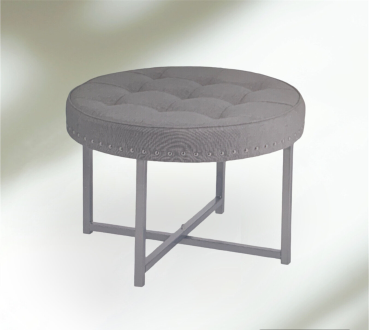 Sitzhocker runder Polsterhocker aus Metall und Polyester mit modernen Nieten