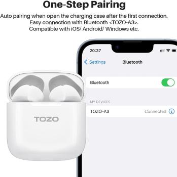 TOZO A3 Bluetooth Kopfhörer, Halb-In-Ear Ohrhörer Bluetooth 5.3, Kopfhörer Weiß