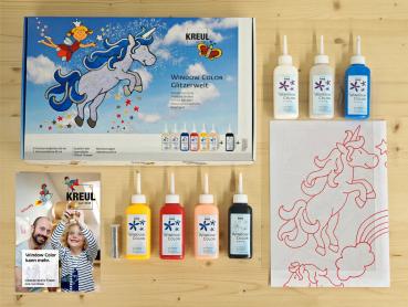 Window Color Set GLITZER-WELT 110-teilig Fentermalfarbe Basteln Kreativ Kinder
