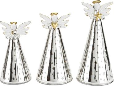 LED-Engel "Sternenmeer" 3er-Set aus Glas Deko Weihnachtsdeko Advent Dekoration