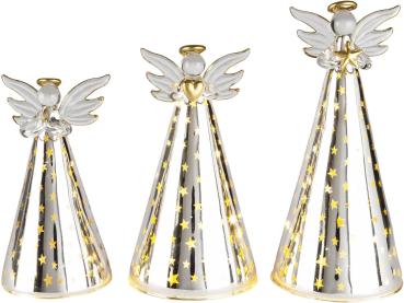 LED-Engel "Sternenmeer" 3er-Set aus Glas Deko Weihnachtsdeko Advent Dekoration