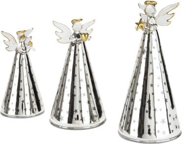 LED-Engel "Sternenmeer" 3er-Set aus Glas Deko Weihnachtsdeko Advent Dekoration