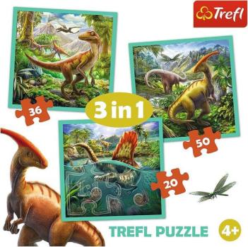 3 in 1 Puzzle - Dinosaurier (Kinderpuzzle) Kinder Puzzle 50 teilig Spielzeug