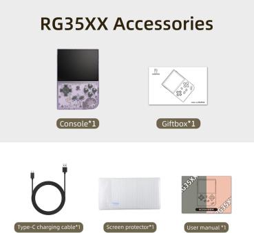 RG35XX Handheld-Spielekonsole, 3,5-Zoll 5470 Spiele Videospielkonsolen 64GB Lila