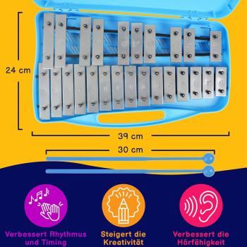 A-Star 25-Noten-Sopran-Chromatisches Glockenspiel-Xylophon im blauen Gehäuse