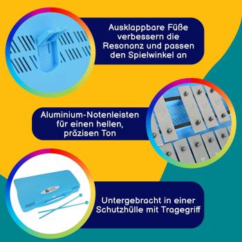A-Star 25-Noten-Sopran-Chromatisches Glockenspiel-Xylophon im blauen Gehäuse