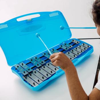 A-Star 25-Noten-Sopran-Chromatisches Glockenspiel-Xylophon im blauen Gehäuse
