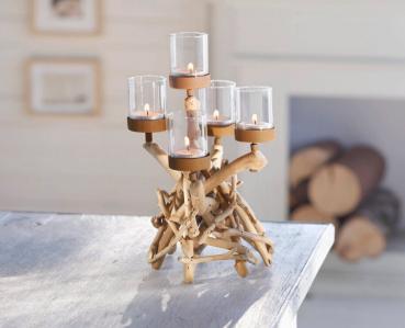 Teelichthalter "Treibholz" Deko Wohnungsdeko Dekoration ohne Glas