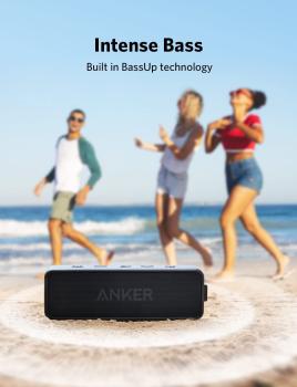 Anker SoundCore 2 Bluetooth Lautsprecher, Dualen Bass-Treibern, 24h Akku, IPX7