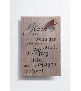 Holzbild "Glück" mit Sinnspruch Dekobild Dekoration Bild Figur Wandbild aus Holz