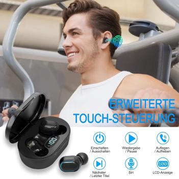 Bluetooth Kopfhörer In Ear, Kabellos HiFi Stereoklang, IPX7, Wireless, USB Quick