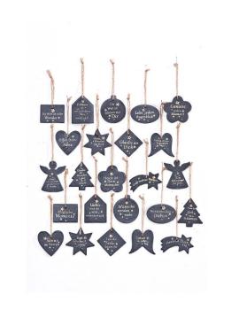 Adventskalender "Tanne" mit 24 Schiefer-Anhängern