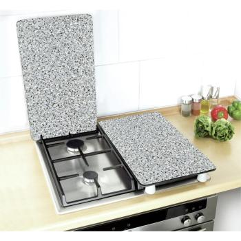 Wenko Glasabdeckplatte Universal Granit-Optik 2er Set, für alle Herdarten