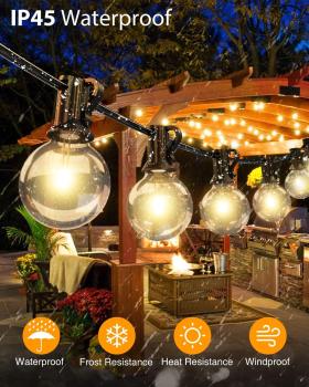 Lichterkette für den Außenbereich, Außen-Lichterkette, G40, 12,5m, 25 Lichter