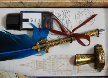 Englisch Kalligraphie Feder Schreibfeder Set für Briefpapier Geschenk (Blue)