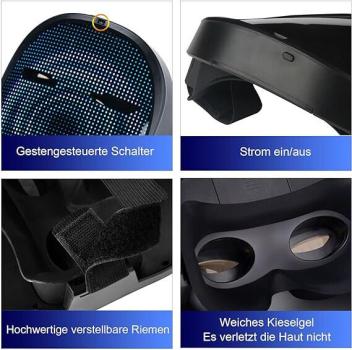 Led Maske mit Bluetooth Programmierbar, Led Masken mit Gestenerkennung Karneval