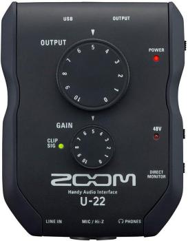 ZOOM U22 Handy Audio Interface MIDI Zuschaltbar Phantomspeisung in Schwarz