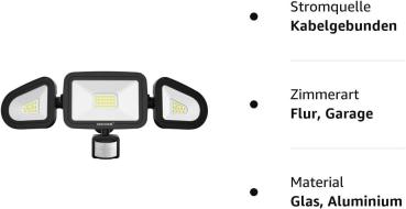 42W LED Strahler mit Bewegungsmelder Außen 3600LM Aussenstrahler IP66 Flutlicht