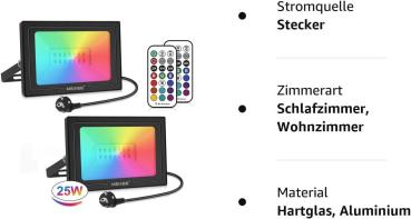 25W RGB Strahler Mit Fernbedienung 2 Modi 12 Farben Memory-Funktion RGB Fluter