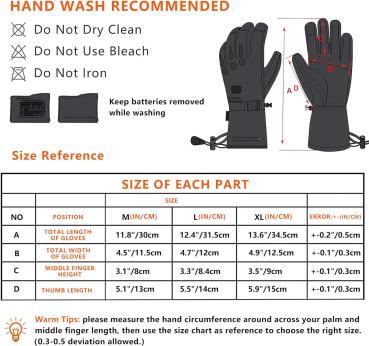Beheizte Handschuhe Herren Damen Beheizbare Handschuhe Winterhandschuhe Größe: L